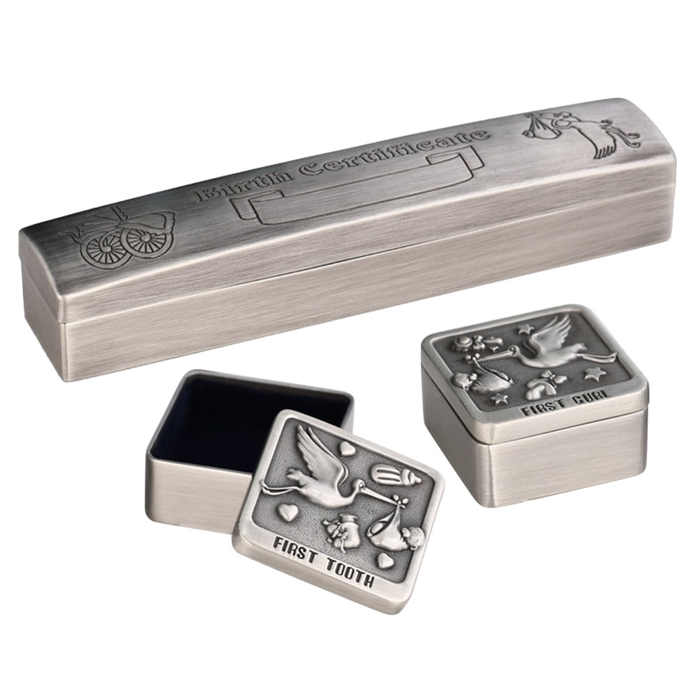 Mizh 1 Set Baby Teeth Box Fetal Hair Box Birth Certificate Container ...