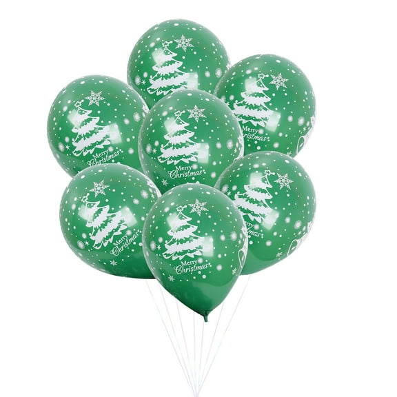 Mizh 100Pcs 10 Inches Christmas Decorative Balloons Exquisite Cartoon Xmas Tree Santa Claus Printed Latex Balloons Party Supplies (Green)
