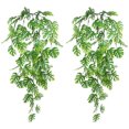 thumbnail image 1 of Mizh 2pcs Artificial Wall Hanging Plants Fake Monstera Rattan Wall Decor Ceiling Rattan Pendant, 1 of 5