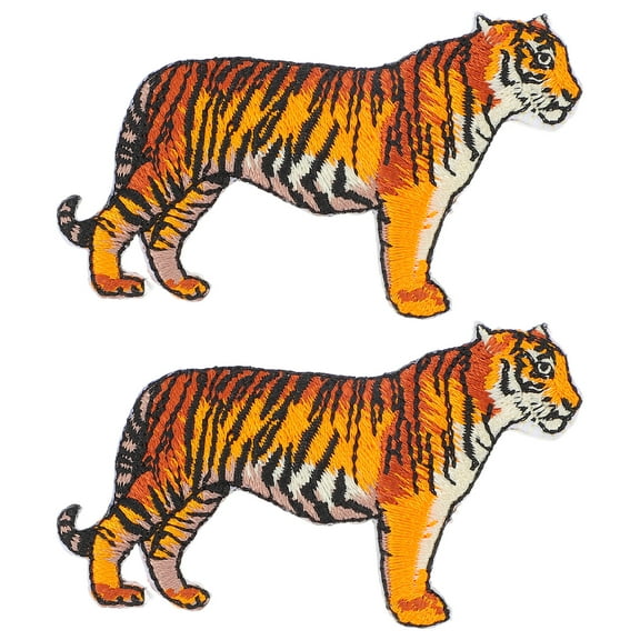 WEAVILUX 2Pcs Iron on Tiger Patch Embroidery for Garment Clothes and DIY Crafts