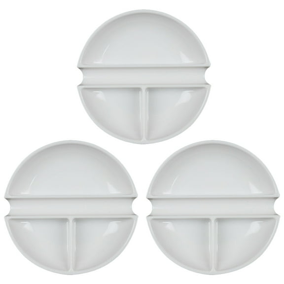 Mizh 3PCS Imitation Porcelain Palettes Multi-purpose Round Pen Shelf Calligraphy and Painting Portable Ink Plates for Students Adults (Porcelain White)