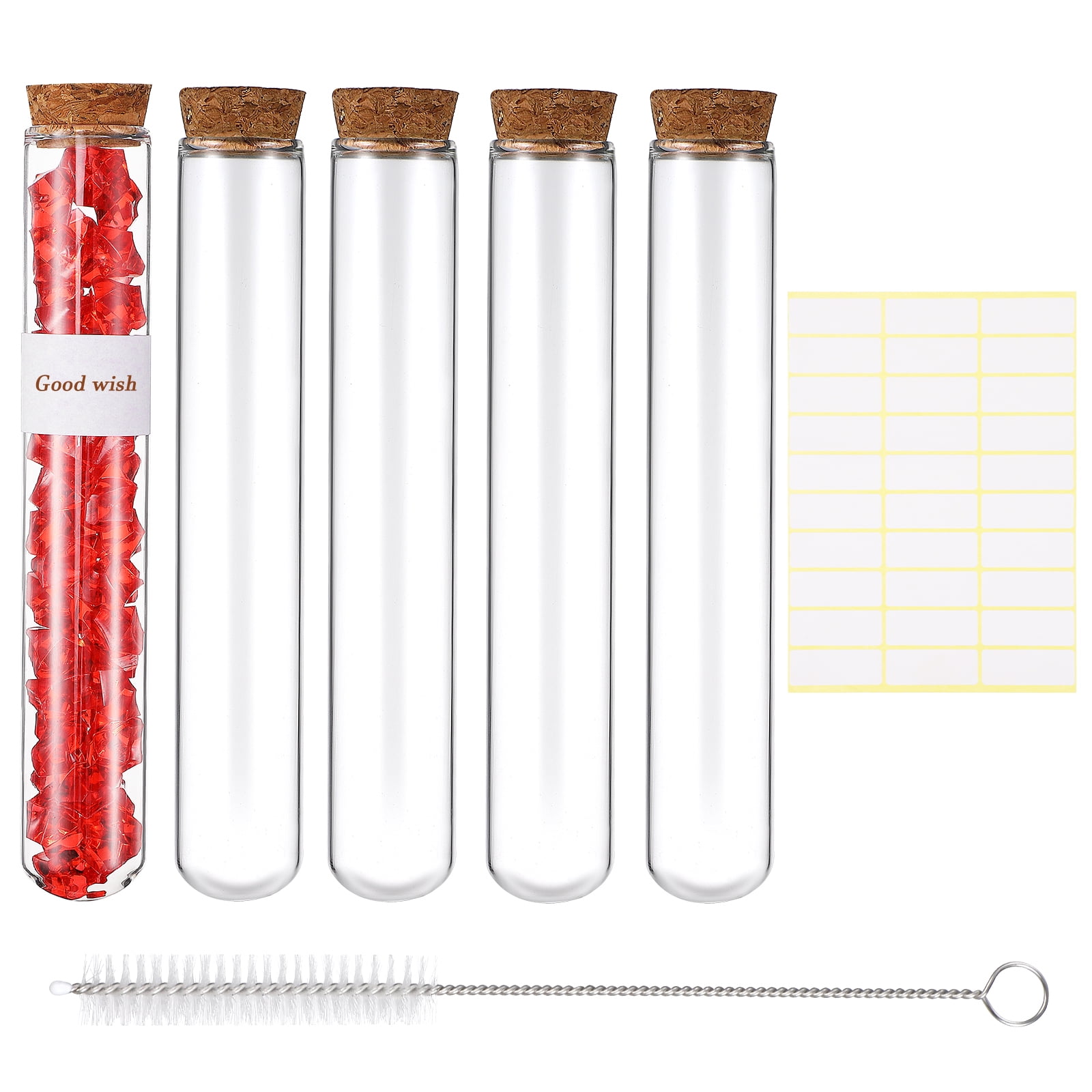 Mizh 5 Pcs Glass Test Tubes with Cork Stoppers Clear Test Bottles