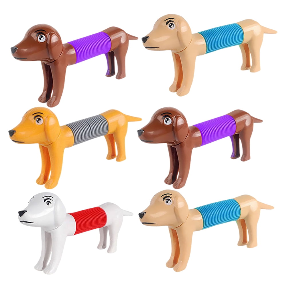 Mizh 6pcs Telescopic Dog Tube Plaything Cartoon Pop Tube Toy Fatigue
