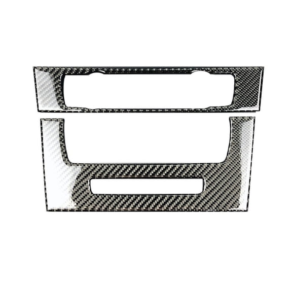 Mizh Auto Reflective Decal Carbon Fiber Air Conditioner CD Player Panel Sticker Decal for 3 Series E90 / E92 / E93 - With Navigation and Hole (Black)