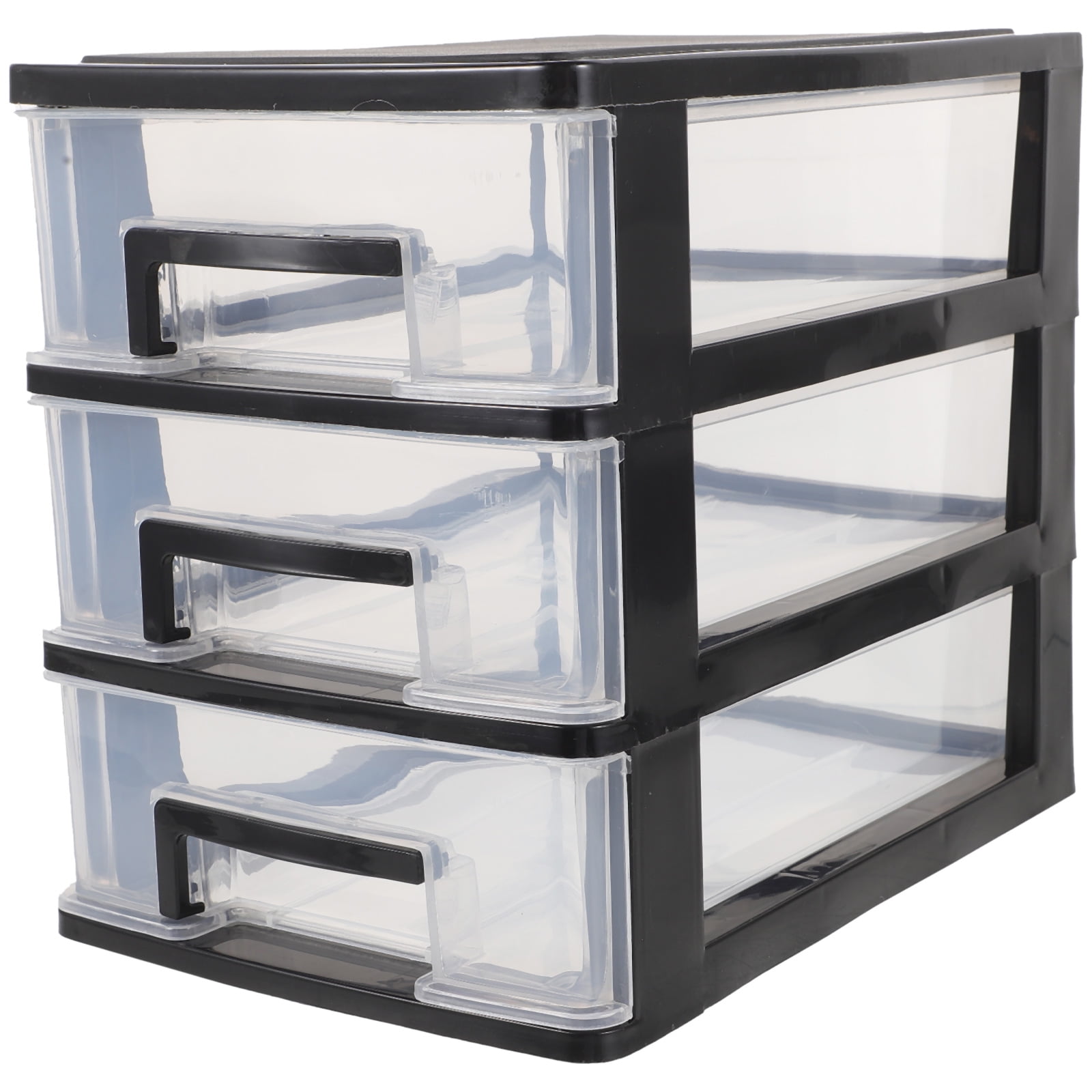 Mizh Three-layer Plastic Drawer Type Closet Portable Storage Cabinet Multifunction Storage Rack Organizer Furniture (Black and Transparent)