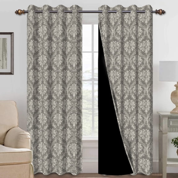 Mizhona Blackout Curtain for Living Room Boho Window Curtains Bohemian Floral Pattern Curtains Set of 2,52"x96"