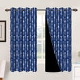 thumbnail image 1 of Mizhona Blackout Curtains for Bedroom,Navy Blue Stripes Sun Moon Printed Room Darkening Curtains Set of 2,42"x63", 1 of 5
