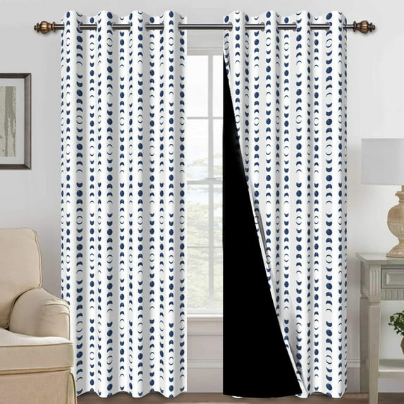 Mizhona Blackout Curtains for Living Room Bedroom Blue and White Window Curtains Stripes Curtains Set of 2,52"x96"