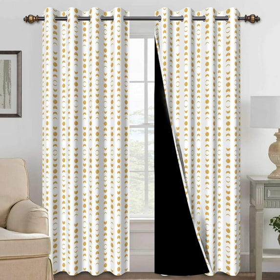 Mizhona Blackout Curtains for Living Room Bedroom Yellow and White Window Curtains Stripes Curtains Set of 2,52"x84"