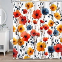 MIZHONA Spring Colorful Floral Shower Curtain Watercolor Flowers Plants Bathroom Decor Curtain Set 72"W x 72"L