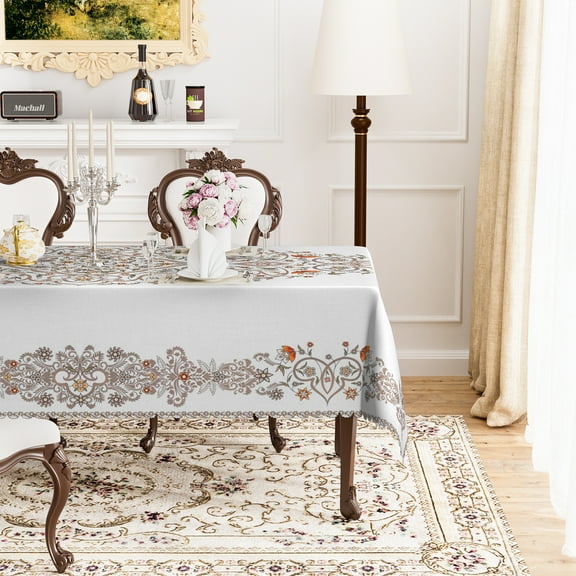 Mizhona Boho Patterned Tablecloth Rectangle,Vintage Table Cloth for Kitchen Dinner Decor,60"x102"