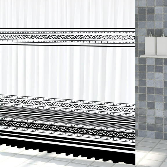 Mizhona Boho Shower Curtain Black and White Geometric Patterns for Bathroom Abstract Aesthetics Waterproof with Hooks 72"x72"