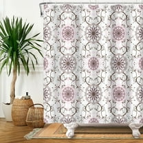 Mizhona Boho Shower Curtain Pink Floral Waterproof Polyester for Bathroom Abstract Aesthetic Modern Decor Washable 72"X72"