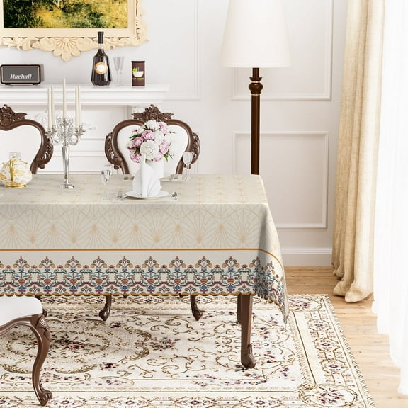Mizhona Boho Tablecloth Rectangle,Vintage Pattern Table Cloth for Kitchen Dinner Decor,54"x72"