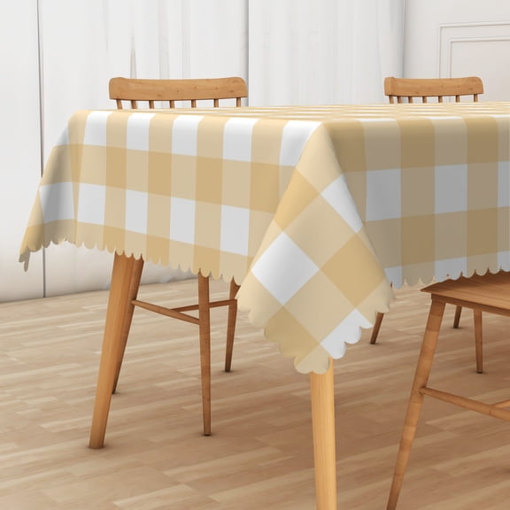Mizhona Checkered Pattern Tablecloths for Rectangle Tables Yellow and White Plaid Table Cloth for Kitchen Dinner Decor,60"x102"