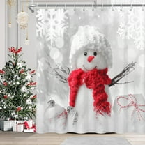 Mizhona Christmas Shower Curtain with Snowman for Bathroom Waterproof Polyester Winter Holiday New Year Decor Washable 72"X72"