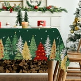Holiday Kitchen Signs Mizhona Christmas Tree Rectangle Tablecloth Green Winter Xmas Tree ...