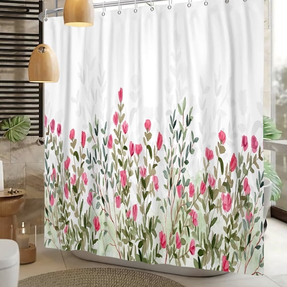 Mizhona Floral Shower Curtain Colorful for Bathroom Water Resistant Modern Pretty Decoration Washable 47"x64"