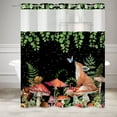 thumbnail image 1 of Mizhona Mushroom Plants No Hooks Shower Curtains with Snap in Liner Green Leaves Butterfly in Black Hookless Fabric Bathroom Curtain,71"× 71", 1 of 7