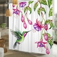 thumbnail image 1 of MIZHONA Purple Floral Shower Curtain with Hummingbird for Bathroom Waterproof Washable Polyester with Hooks 47"x64", 1 of 5