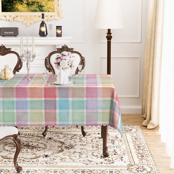 Mizhona Rainbow Colored Tablecloth Rectangle,Colorful Table Cloth for Kitchen Dinner Decor,54"x72"