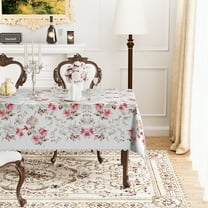 Mizhona Rustic Red Pink Tablecloth Rectangle,Penoy Floral Table Cloth for Kitchen Dinner Decor,60"x84"