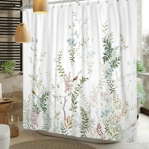 Mizhona Sage Green Shower Curtain Eucalyptus Leaves for Bathroom Waterproof Polyester Botanical Decorative Shower Curtains 60"X72"