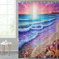 MIZHONA Summer Shower Curtain Beach Sea Ocean for Bathroom Waterproof Polyester Funny Modern Washable Pretty Decor 72"X72"