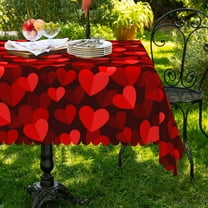 Mizhona Valentine Rectangle Tablecloth Red Hearts Dining Table Cloth Waterproof Kitchen Decoration 60"x84"