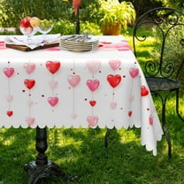 Mizhona Valentine's Day Tablecloth Hearts Waterproof Table Cover Dining Party Picnic Decor 60"x84"