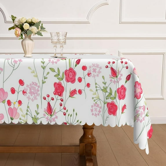 Mizhona Vintage Floral Tablecloth Rectangle,Spring Nature Table Cloth for Kitchen Dinner Decor,60"x120"