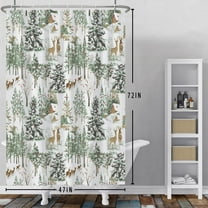 Mizhona Winter Shower Curtain Woodland Snowy forest Pine Trees for Bathroom Rustic Country Scenery Decor Waterproof with Hooks 72"x72"