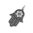 thumbnail image 1 of Mizrahi Hamsa Star of David Jewish Pendant Sterling Silver, 1 of 2