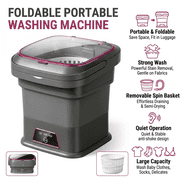 Foldable Portable Washing Machine, Mini Washer with Removable Spin Basket, 3 Cleaning Modes Compact Washer for RV, Camping, Apartment and Travel, Baby Clothes & Delicates, Grey/Purple