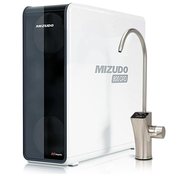 Mizudo Megaflo 9-Stage Tankless Reverse Osmosis Filtration System, 800 GPD Under Sink RO Water Filter System with Display Faucet, NSF Certified