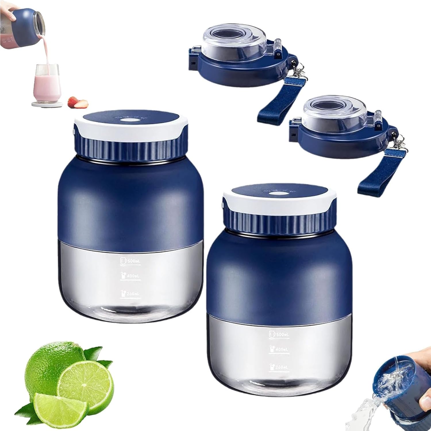 Mizuka Mini Blender, 500ml Mizuka Hand Blender, Directly Squeezed, USB-C Rechargeable, for Home, Office, or Travel