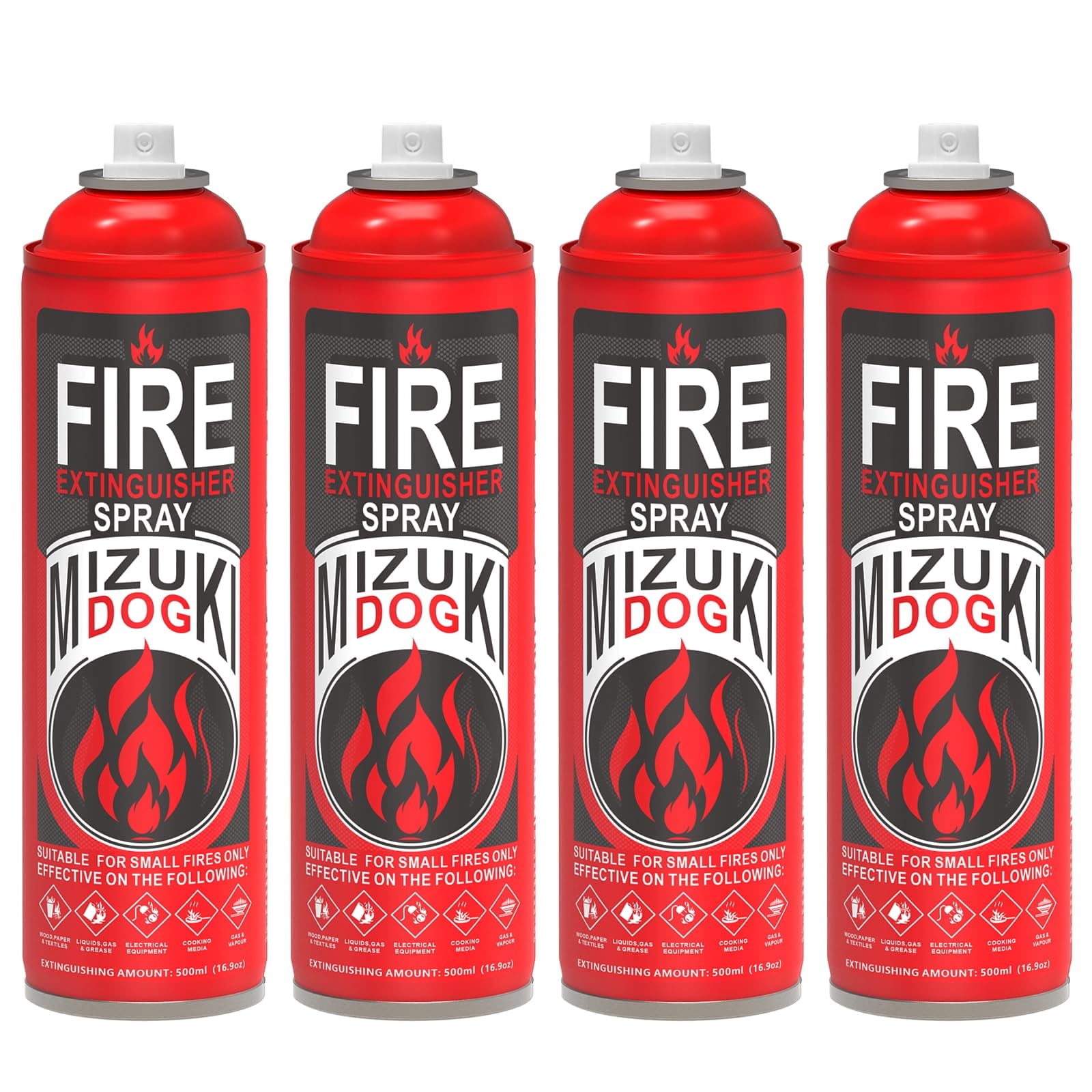 Mizuki Dog Portable Fire Extinguisher Spray with Wall Mount Bracket, Small Multi-Purpose Fire Spray for Home, Kitchen, Car, RV and Boat