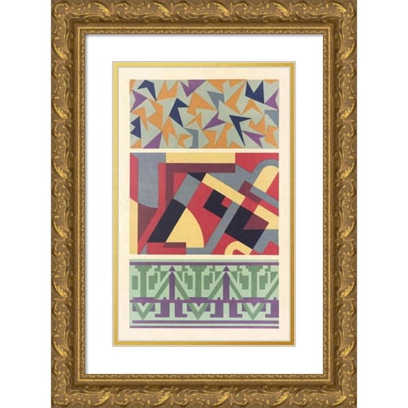 Mizuki Heitaro 11x14 Gold Ornate Wood Frame and Double Matted Museum Art Print Titled - Abstract Pattern Portfolio Pl.23 (1930)