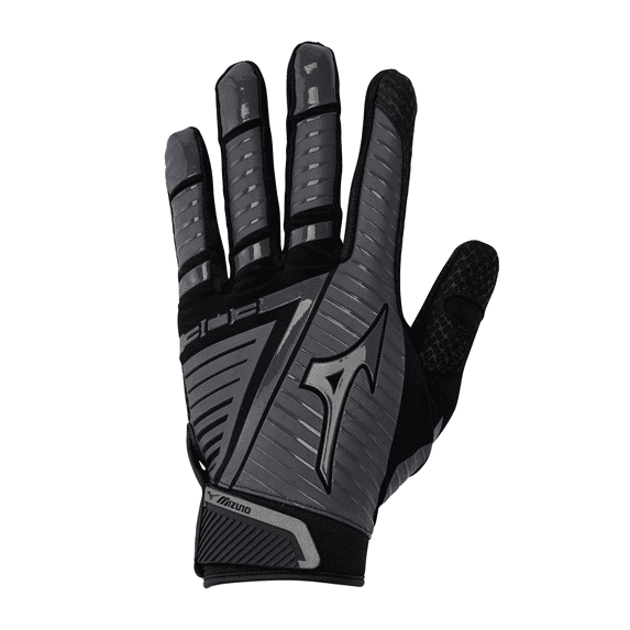 Mizuno B-303 Youth Baseball Batting Glove, Size Medium, Black-Charcoal (9092)
