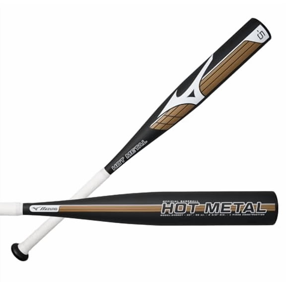 Mizuno Boys HOT Metal - Big Barrel Youth USA Baseball Bat (-5) 31" - BLACK-GOLD