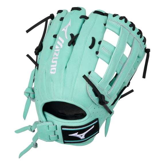 Mizuno GPEXF-50 Prime Elite X, Premium Outfield Softball Glove, 12.5", H Web, Mint, Ultra Soft Pro Palm Liner, Finger Core Technology, QuickTab Adjust back of wrist, Interchangeable Velcro Patch