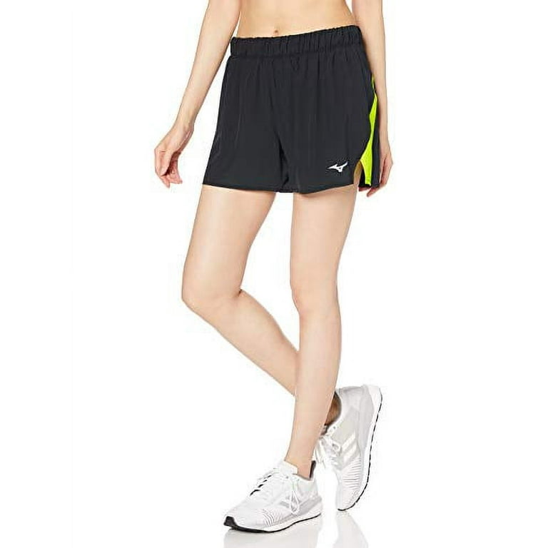Mizuno J2MB0725 Women's Running Wear, Premium Running Pants, Pockets with  Zip, Black x Safety Yellow, Japan M (equivalent to Japanese size M) 