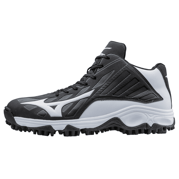 Mizuno Men's 9-Spike Advanced Erupt 3 Mid Baseball Turf Shoe, Size 11, Black-White (9000)