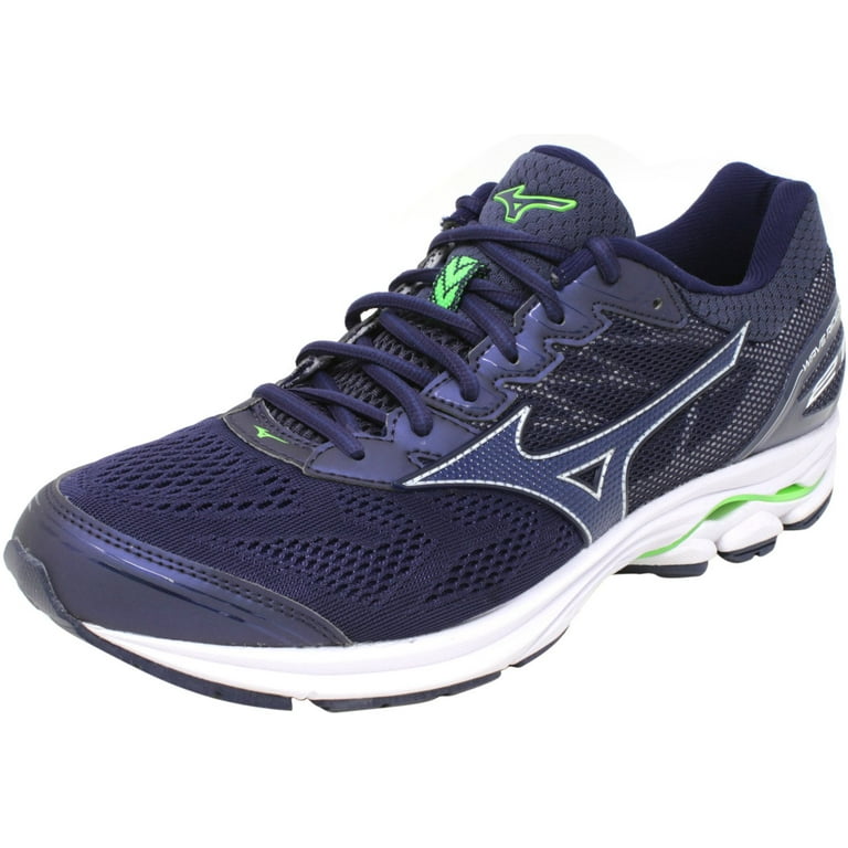 Mizuno Men?s Wave Rider 21 Runner - 9M - Navy / Navy / Green