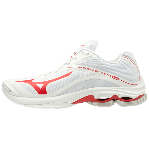 Mizuno Wave Lightning Z6 Women's Volleyball Shoe, Size 12, White-Red (0010)