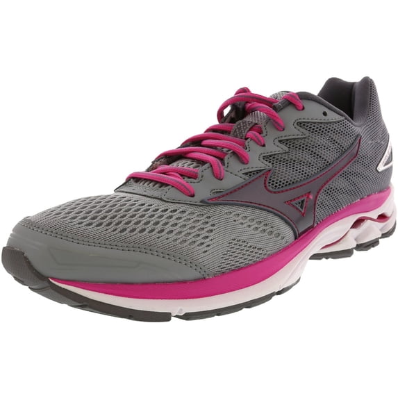 Mizuno Women's Wave Rider 20 Grey / Silver Pink Ankle-High Mesh Running Shoe - 9M