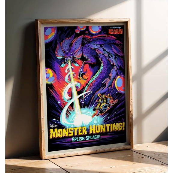 Mizutsune Art Print, Monster Hunting Fantasy Gaming Poster, Unframed Paper Poster 8x10in