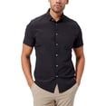 thumbnail image 1 of Mizzen+Main Leeward Wrinkle-Resistant Short-Sleeve Button-Up Performance Men's Dress Shirt with 4-Way Stretch, Trim Fit (Black Solid, Medium), 1 of 7
