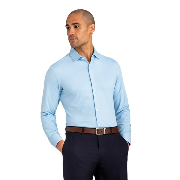 Mizzen+Main Men's XX-Large Spinnaker Light Blue Gingham Standard Fit Dress Shirt