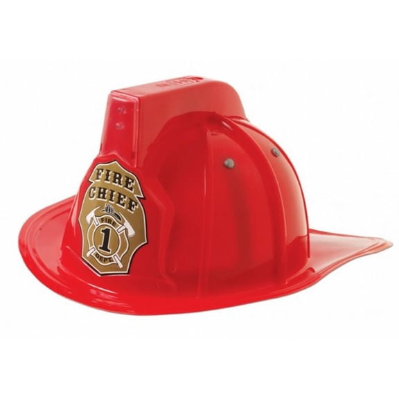 Mizzuco Ryan's Room Fireman Helmet Costume Accessory, Red Pretend Play Firefighter Hat for Kids Ages 3+.
